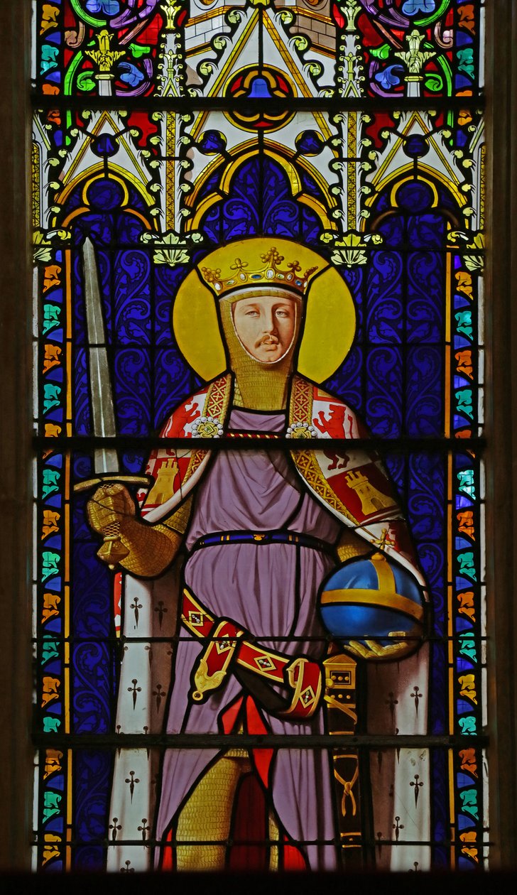 Janela, descrevendo, são, ferdinand, (portrait, de, príncipe, ferdinand d&39;Orleans), (stained glass) de Jean Auguste Dominique Ingres