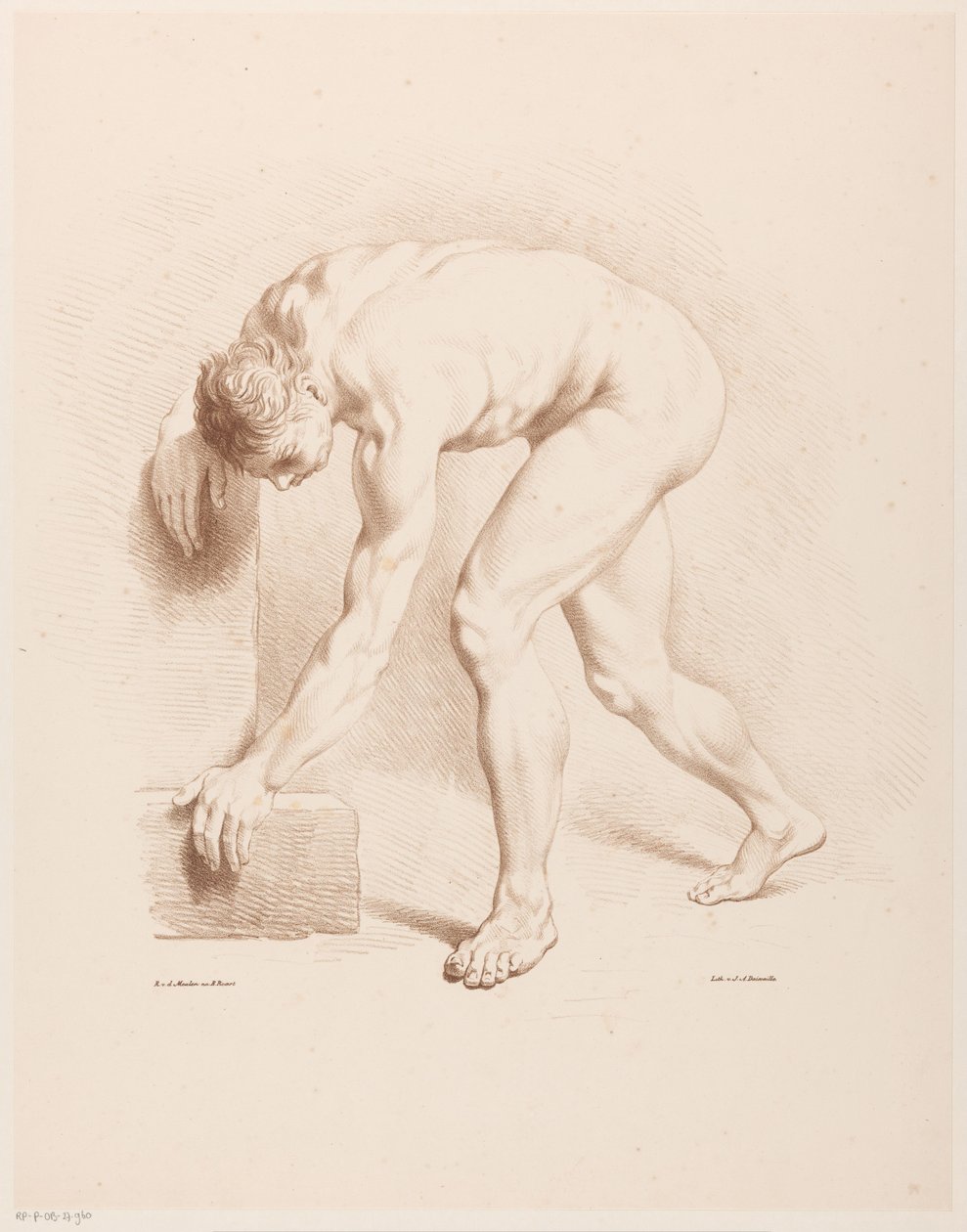 Homem nu dobrado de Jean Augustin Daiwaille