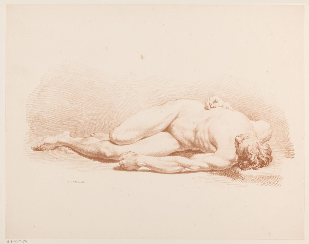 Reclinando o homem nu de Jean Augustin Daiwaille