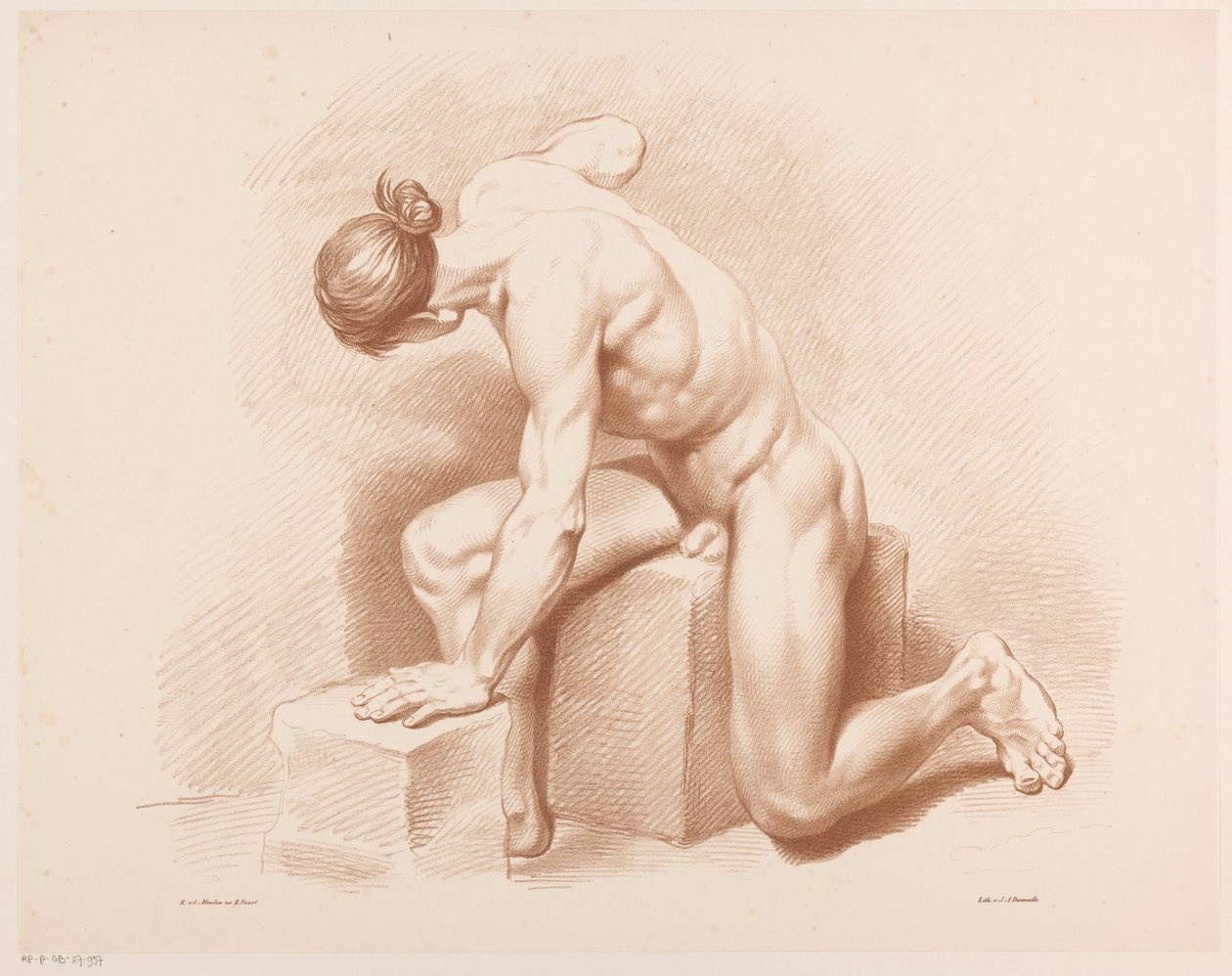 homem nu sentado de Jean Augustin Daiwaille