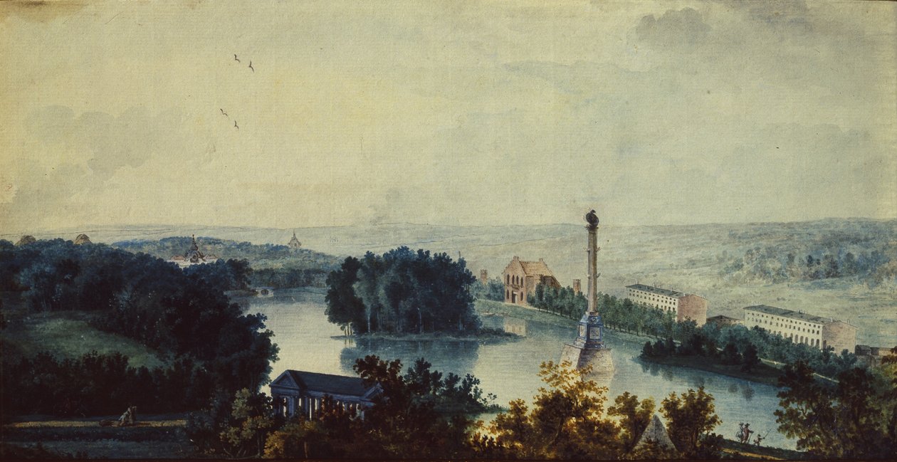 Tsarskoye Selo. Coluna Chesme, década de 1780 de Jean Balthazard de la Traverse