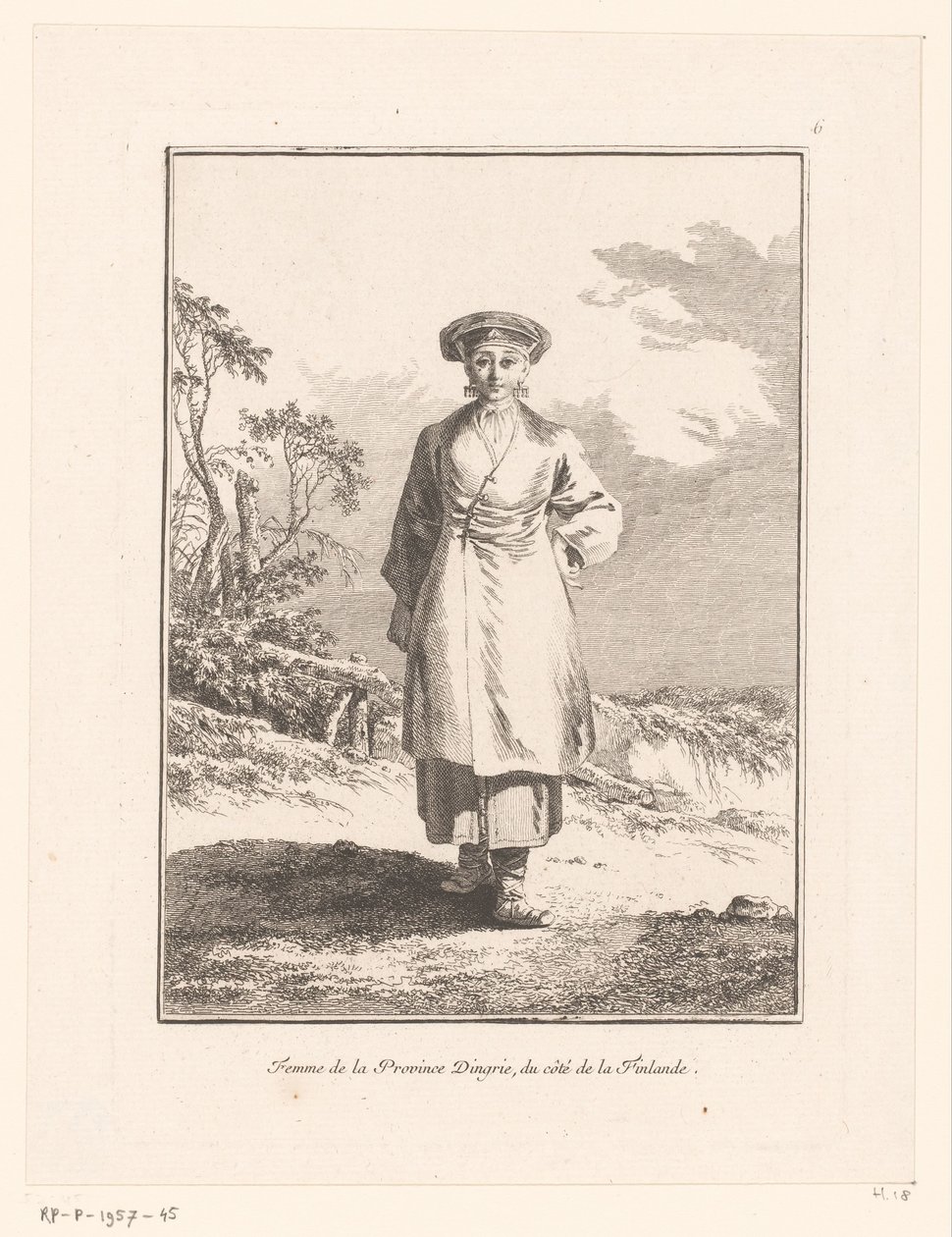 Jonge vrouw uit Ingermanland (Ingrië)
Mulher da província da Ingria, do lado finlandês (título sobre o objecto)
Russische tradities en gebruiken (título da série)
Vários Ajustes e Utilizações da Rússia (título da série) de Jean Baptist Leprince