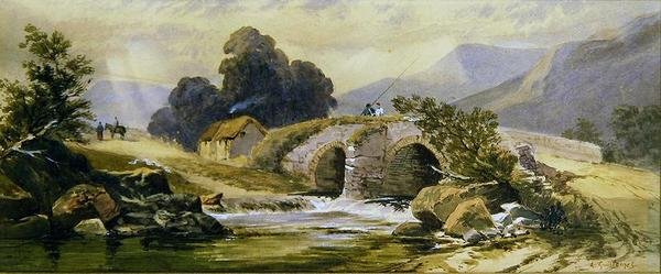 A Pequena Ponte (aguarela) de Jean Baptiste Antoine Guillemet