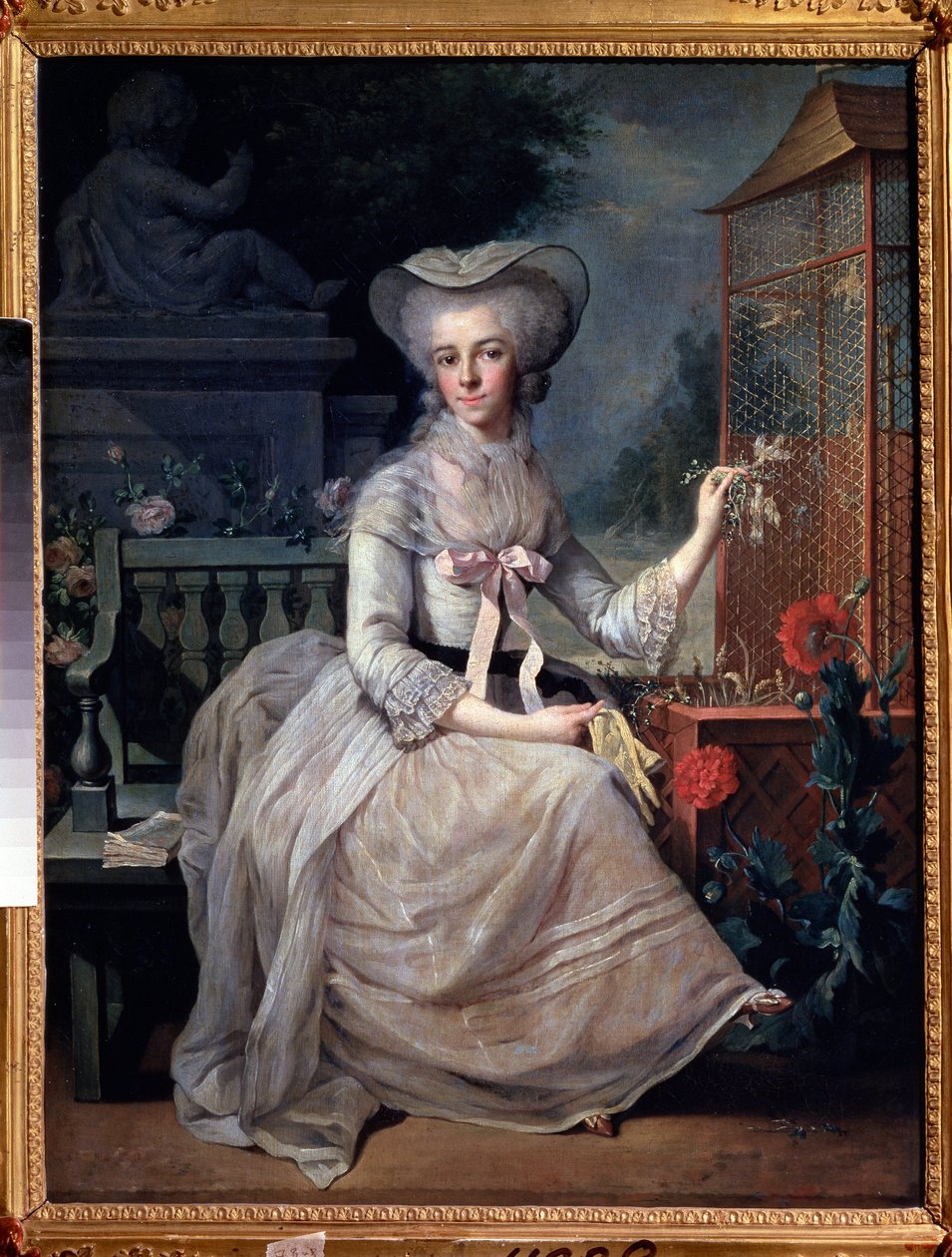 Pintura "Young Lady at a Cage" de Jean-Baptiste (Jean Baptiste) Charpentier (1728-1806) 1784 Museu Pushkin, Moscovo de Jean Baptiste Charpentier