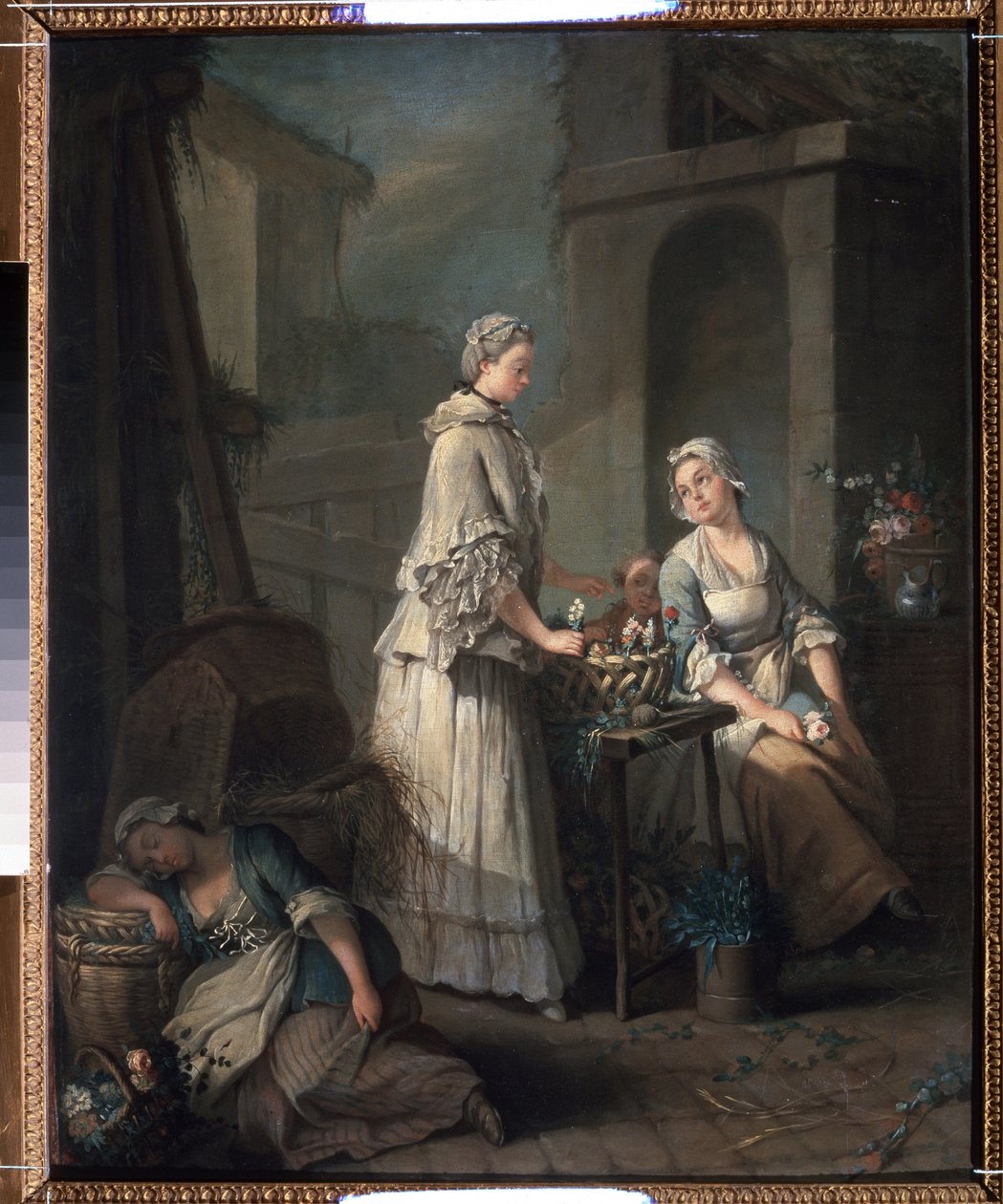 "The Flower Merchant" (Uma florista) Pintura de Jean-Baptiste (Jean Baptiste) Charpentier (1728-1806) 1795-1799 Museu Pushkin, Moscovo de Jean Baptiste Charpentier