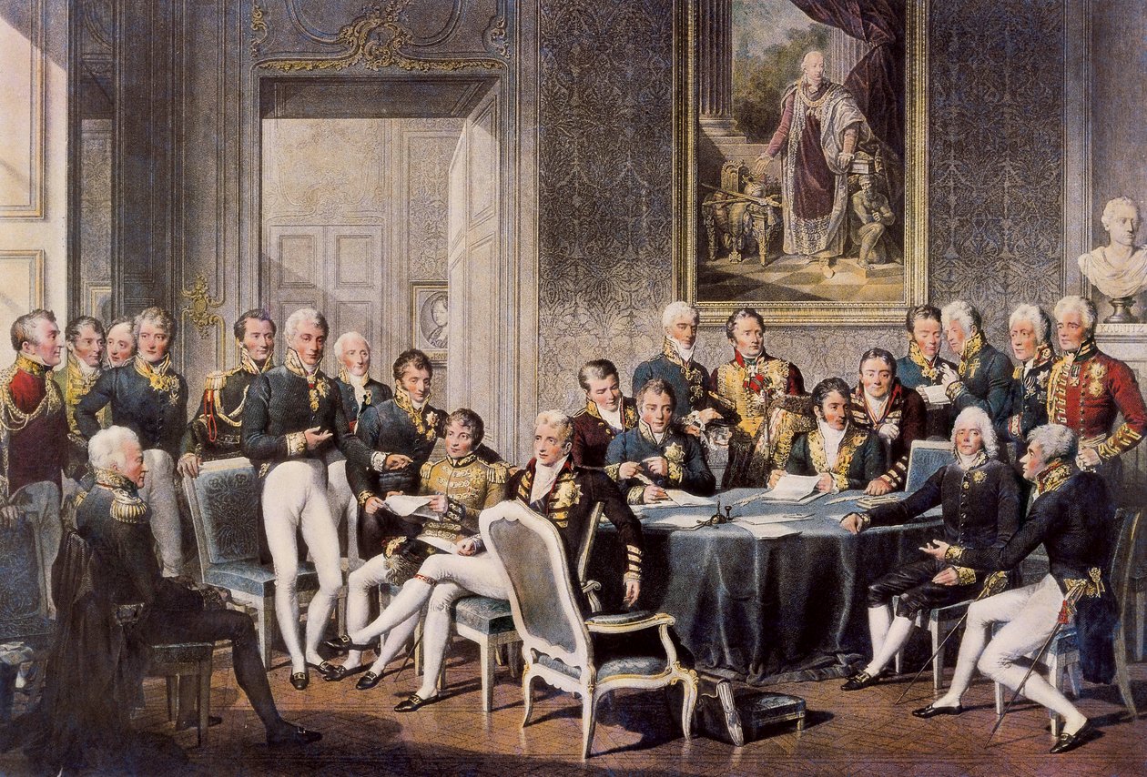 Congresso de Viena 1814 (gravura a cores) de Jean Baptiste (after) Isabey
