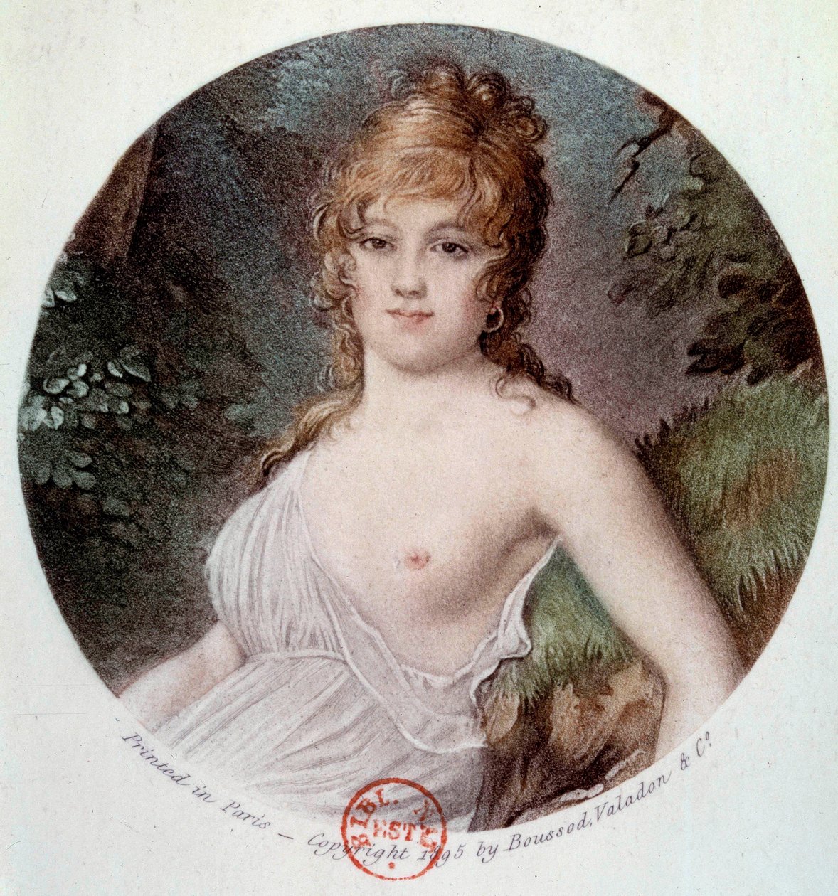 Retrato de Madame Tallian, nee Cabarrus, Princesa de Caraman - Chimay (1773-1835) chamada Notre Dame de Thermidor Lithography após Jean-Baptiste Isabey (1767-1855) 1895 Paris, Musee Carnavalet de Jean Baptiste (after) Isabey