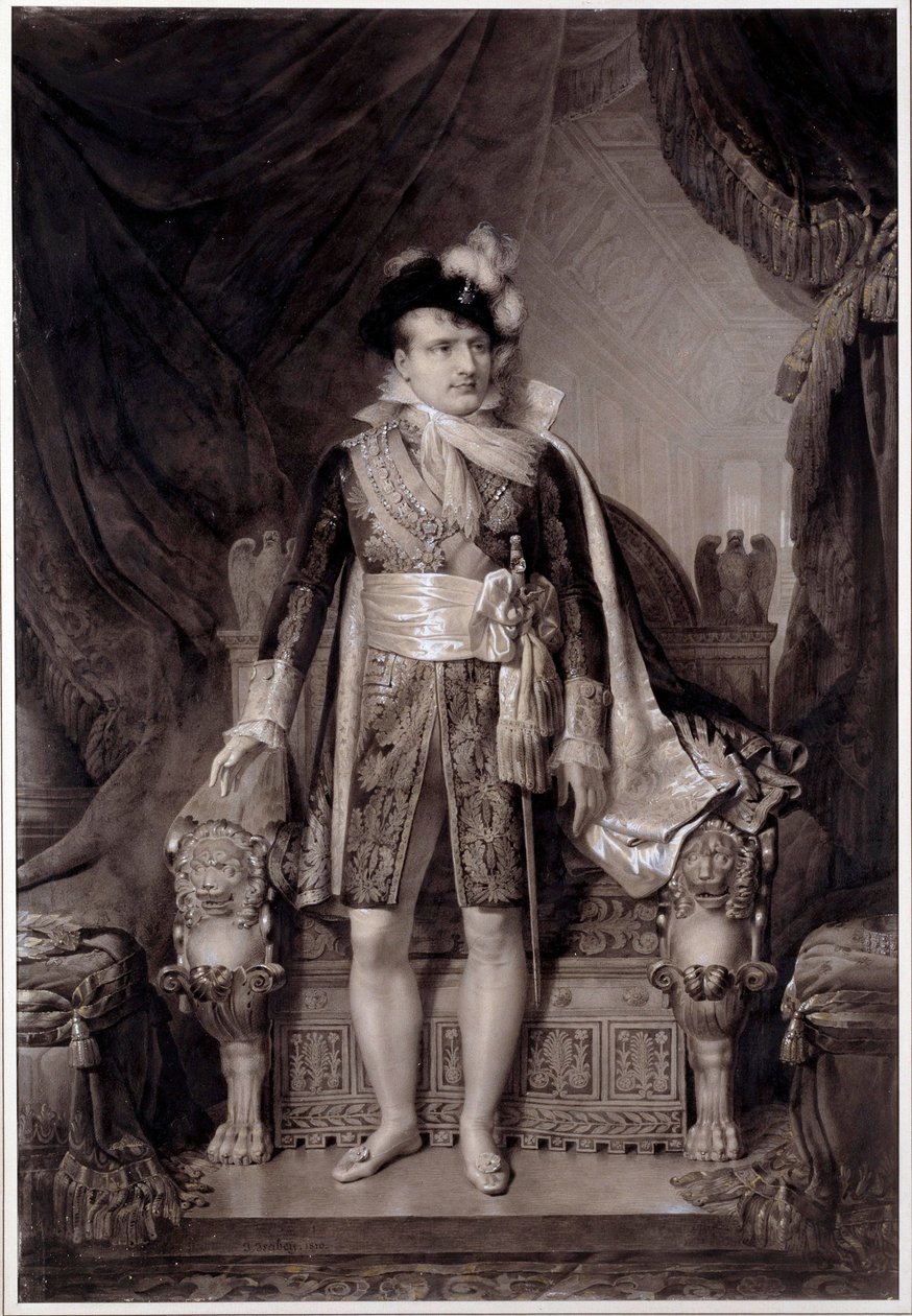 Retrato de Napoleão I (1769-1821) em fato de noiva com Marie Louise da Áustria (1791-1847) em 2/04/1810" Gravura depois de uma pintura de Jean Baptiste Isabey (1767-1855) 1810 Museu Napoleónico, Ile d