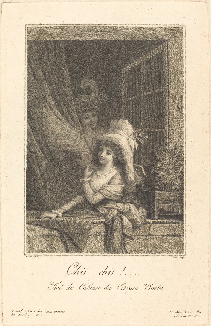 Chit chit!, Gravado por Jacques-Louis Copia de Jean Baptiste (after) Mallet