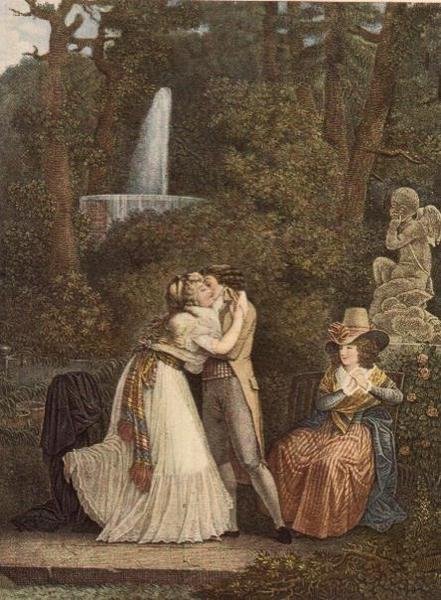 Julie, ou o Primeiro Beijo do Amor, gravada por Jacques Louis Copia de Jean Baptiste (after) Mallet