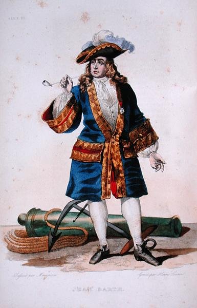 Retrato de Jean Bart (1651-1702) c.1830 (gravura a cores) de Jean Baptiste (after) Mauzaisse