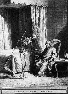 morte e morte (gravura de Jean Baptiste (after) Oudry