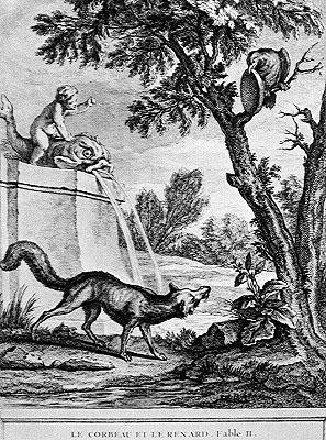 o corvo e a raposa (gravura de Jean Baptiste (after) Oudry