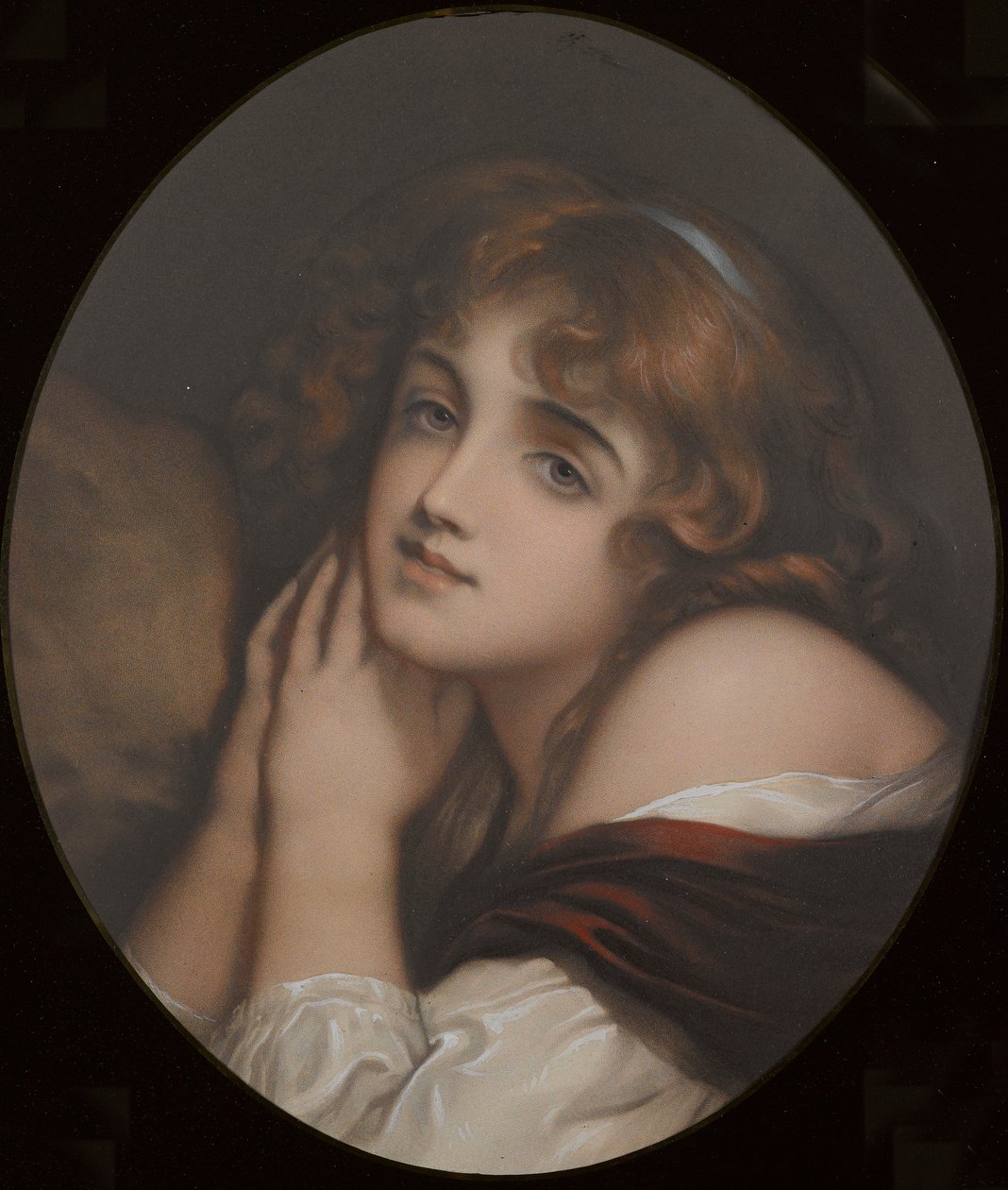 Inocência, retrato de uma mulher (gravura a cores) de Jean Baptiste (manner of) Greuze