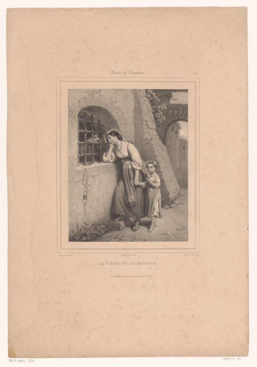 Mulher e criança de visita a um prisioneiro
La visite au prisonnier (título sobre o objecto)
Museu para o amante da arte (título da série)
Museu para o amador (título da série sobre o objecto) de Jean Baptiste Adolphe Lafosse