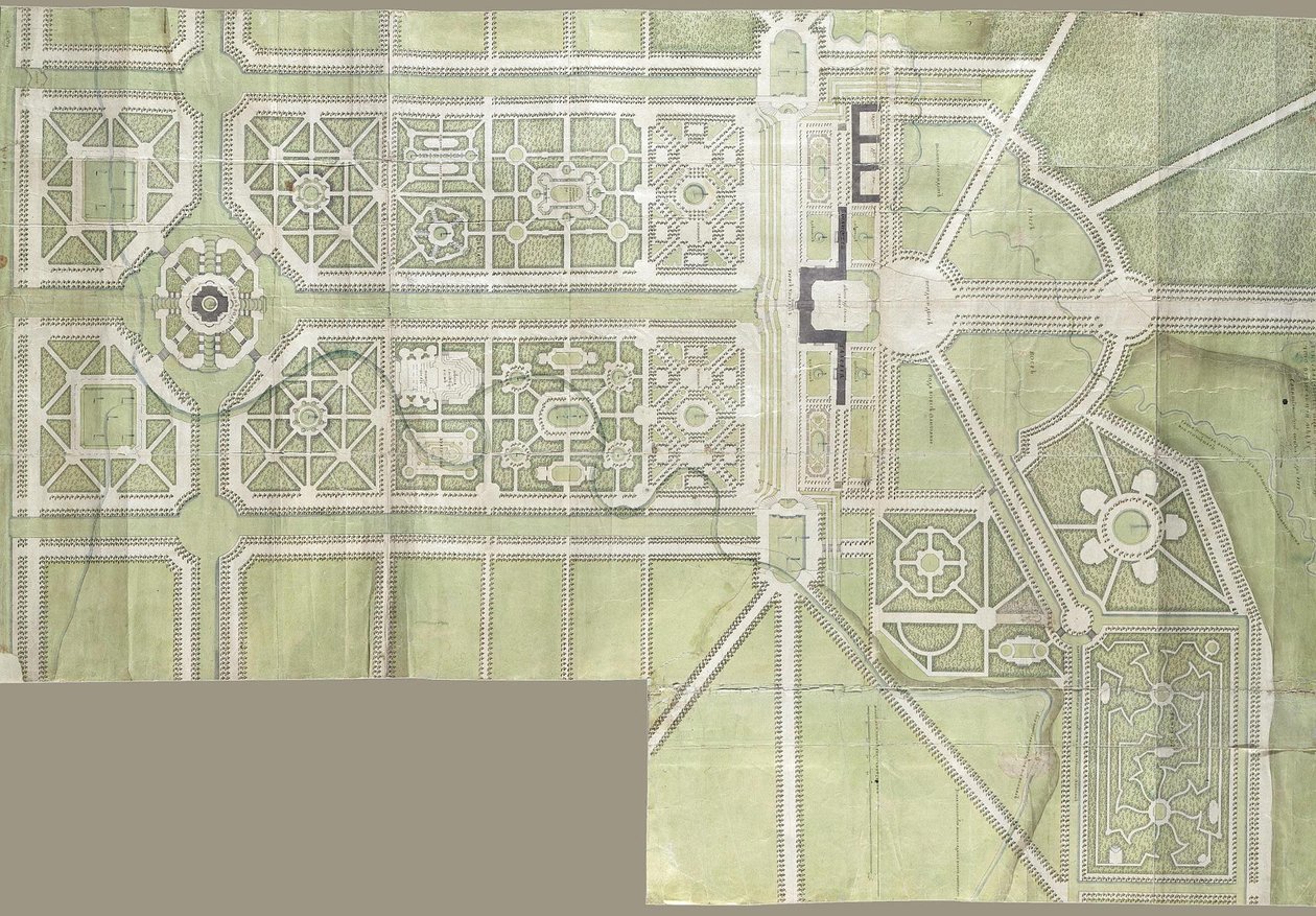 Projeto para o palácio e parque Strelna, 1717 de Jean Baptiste Alexandre Le Blond