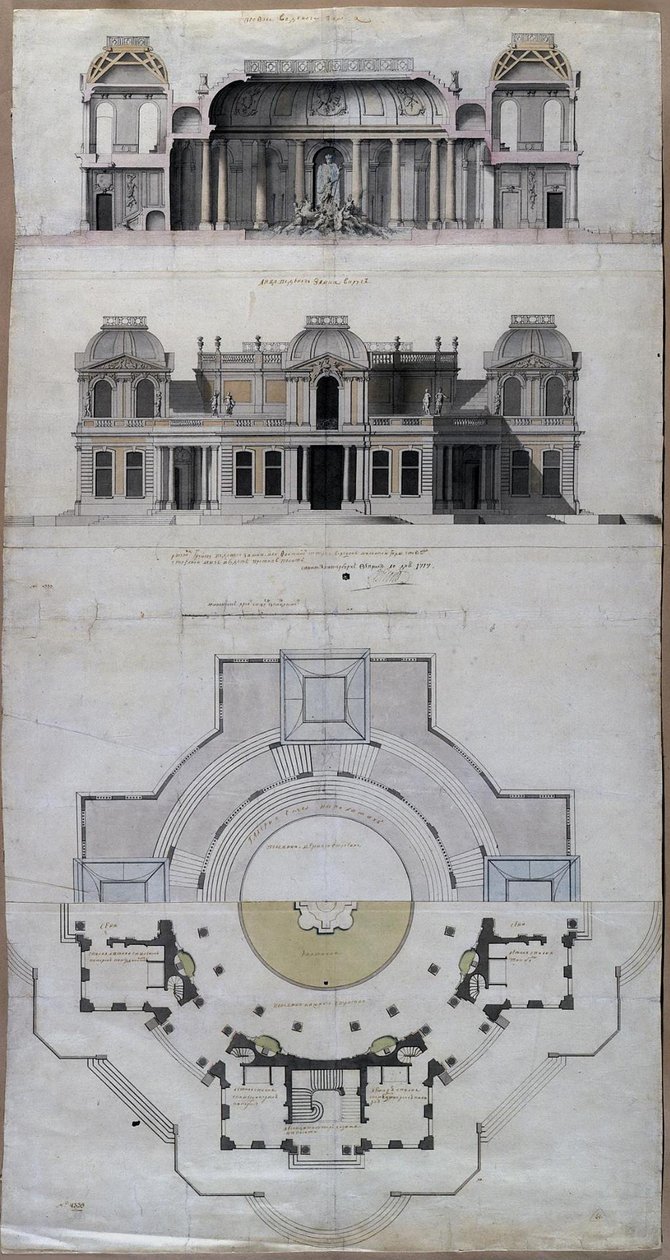 Palácio da água do pavilhão Chateau dEau em Strelna, 1717 de Jean Baptiste Alexandre Le Blond