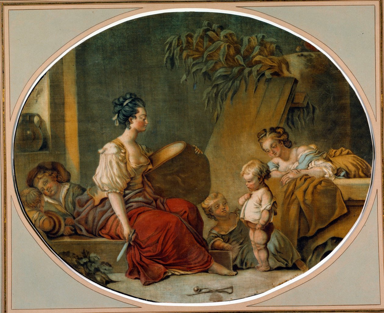 Educação: “” Pergunte por favor ”” Uma mãe ensina seu filho as maneiras certas. impressão de Gautier Dagoty de Jean Baptiste André Gautier Dagoty