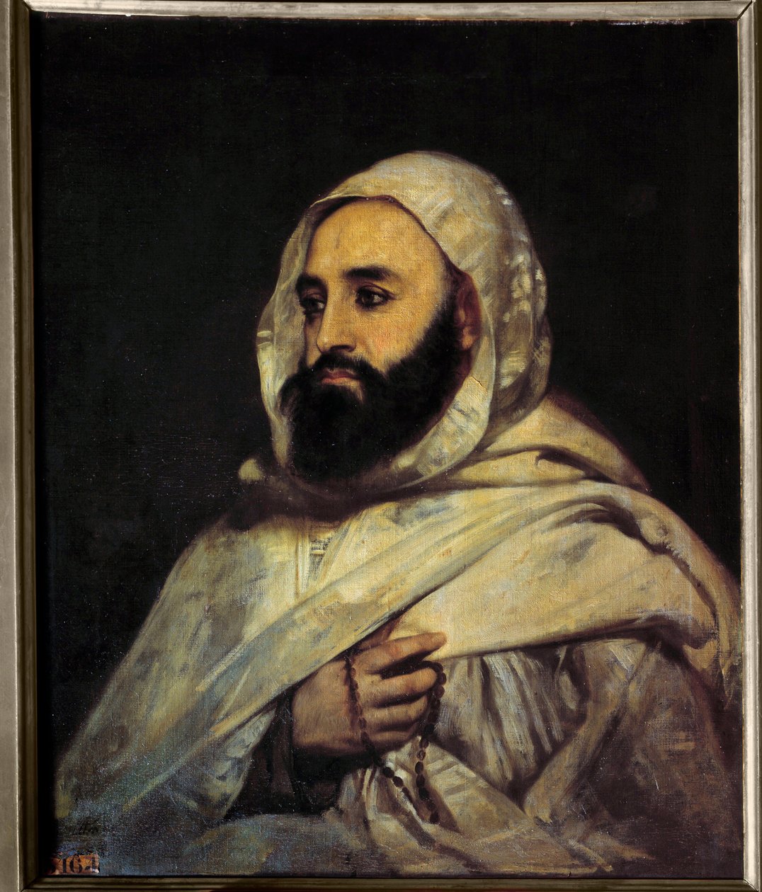 Retrato de Ben Mahi Ed Din Abd El Kader (Abd El-Kader) (1808 - 1883) Emir Argelino (h s/t 0,72 x 0,59) pintura de Angel Tissier (1814 - 1876) Versailles. Musee du Chateau. de Jean Baptiste Ange Tissier