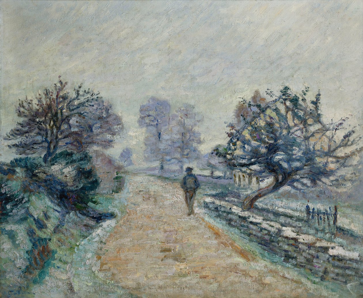 Crozard Road, Little Fog e Frost; Rota de Crozard, Petit Brouillard e Gelee Blanche, 1910 de Jean Baptiste Armand Guillaumin