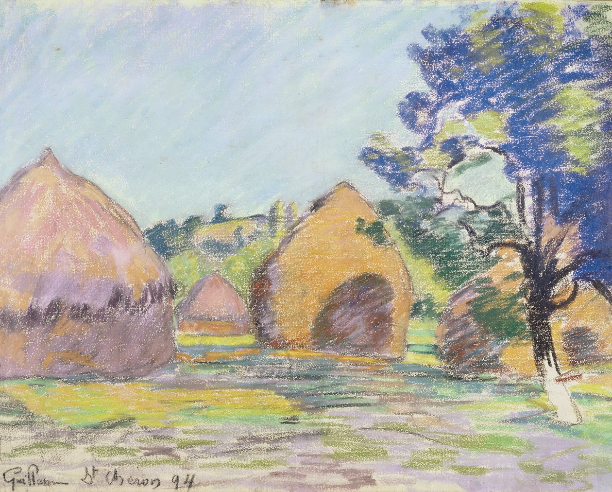 Montes de feno em Saint-Cheron (pastel sobre papel) de Jean Baptiste Armand Guillaumin