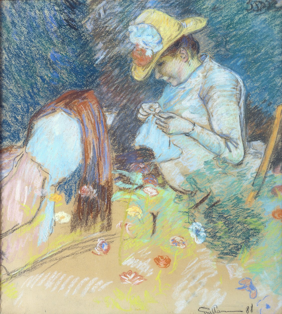 Madame Guillaumin Sewing, 1888 (pastel sobre papel) de Jean Baptiste Armand Guillaumin