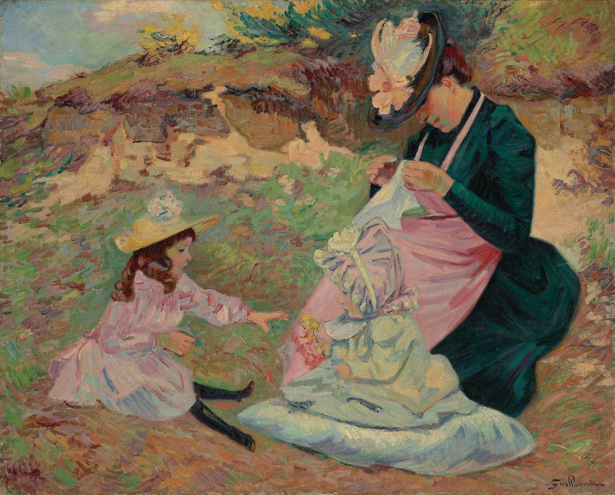 Madame Guillaumin e suas filhas; Madame Guillaumin e suas filhas, c.1892 de Jean Baptiste Armand Guillaumin