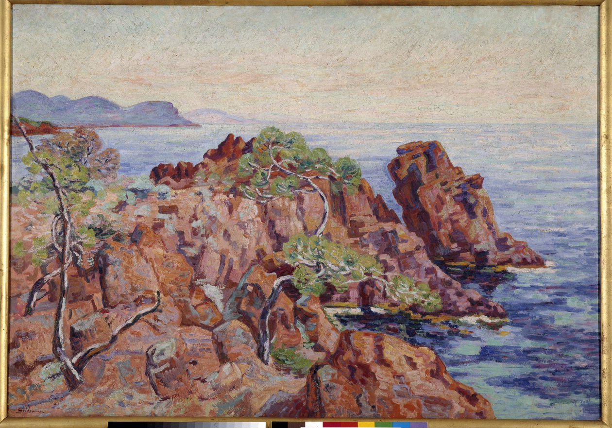 O Rochedo de Gaupillat nas Trayas Pintura de Armand Guillaumin (1841-1927) Musee Cantini, Marselha de Jean Baptiste Armand Guillaumin