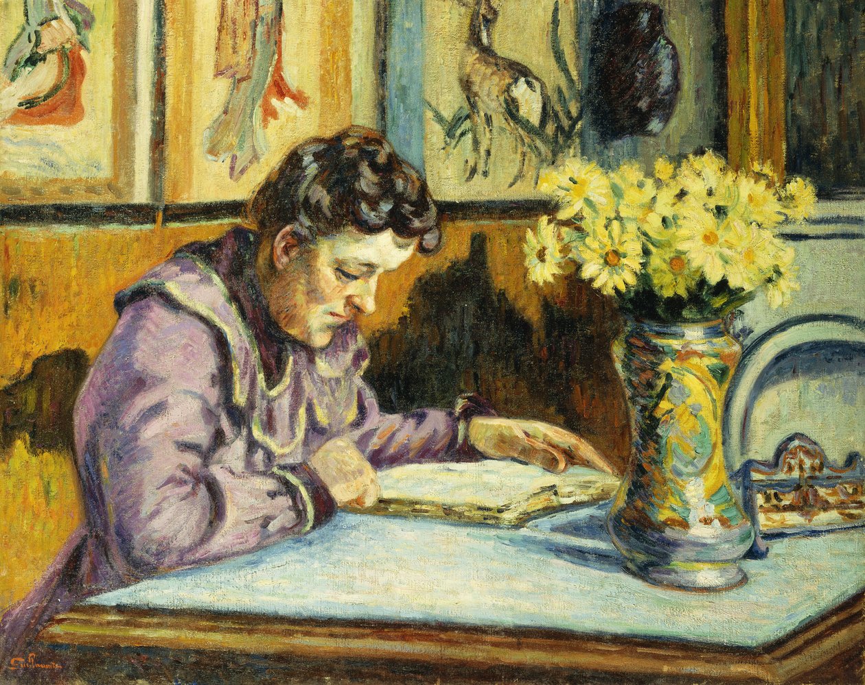 Leitura de mulher; Leitura da mulher, c.1895 de Jean Baptiste Armand Guillaumin