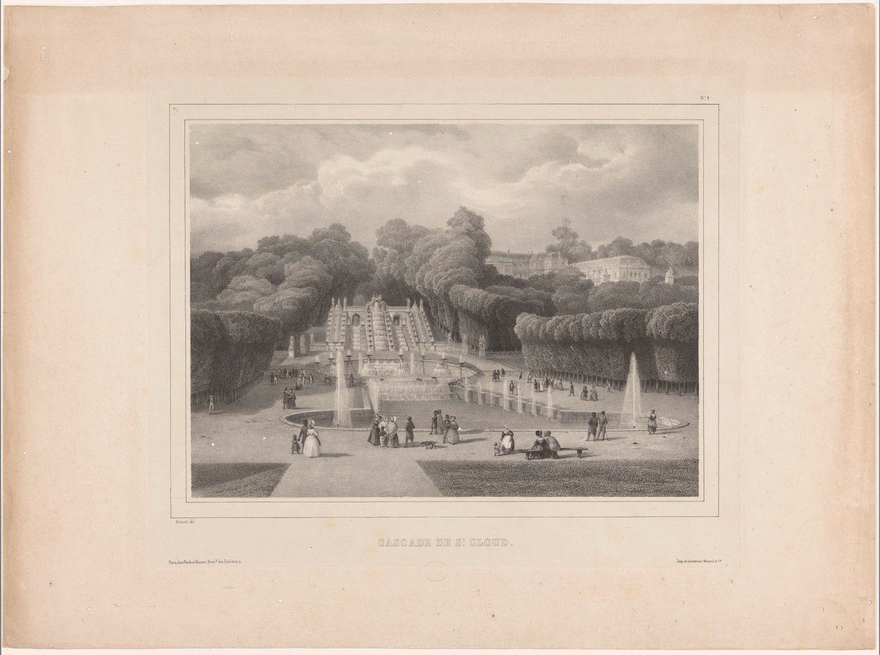 Fonte no Château de Saint-Cloud
Cascade de St. Cloud (título sobre o objecto)
Vistas grandiosas perto de Paris (título da série) de Jean Baptiste Arnout