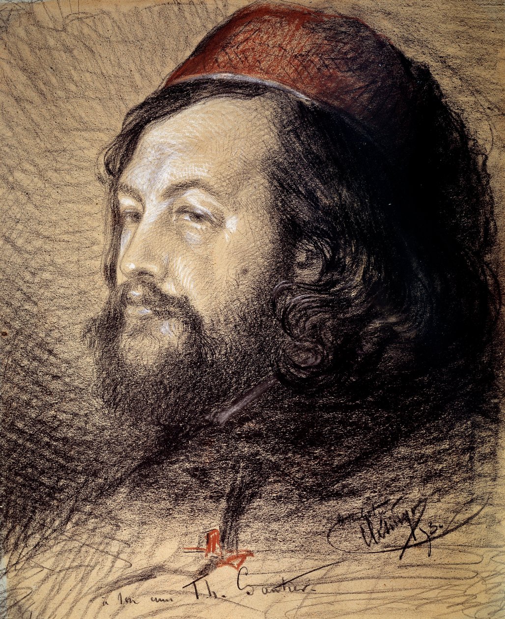 Retrato de Theophile Gautier (1811-1872) Desenho a carvão e pastel de Auguste Clesinger (1814-1883) 1851 Sol. 0,77x0,65 m Versailles, musee du chateau de Jean Baptiste Auguste Clesinger