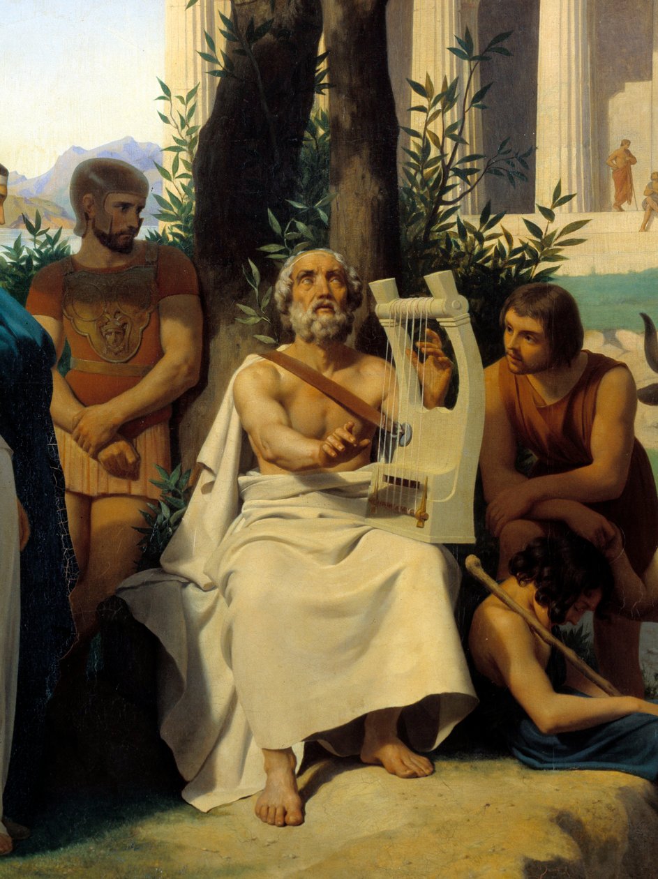 Homere, poeta grego do século IX AC. Detalhe da pintura de Jean-Baptiste Auguste Leloir (1809-1892) Musee du Louvre. de Jean Baptiste Auguste Leloir