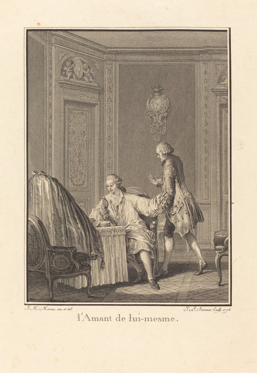 O amante de si mesmo de Jean Baptiste Blaise Simonet after Jean Michel Moreau