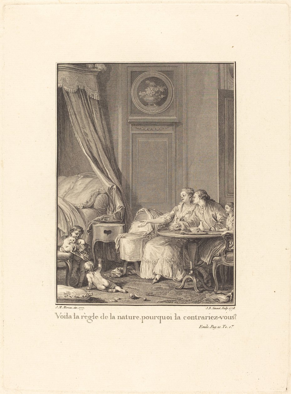 Esta é a regra da natureza, por que você a quebra? de Jean Baptiste Blaise Simonet after Jean Michel Moreau