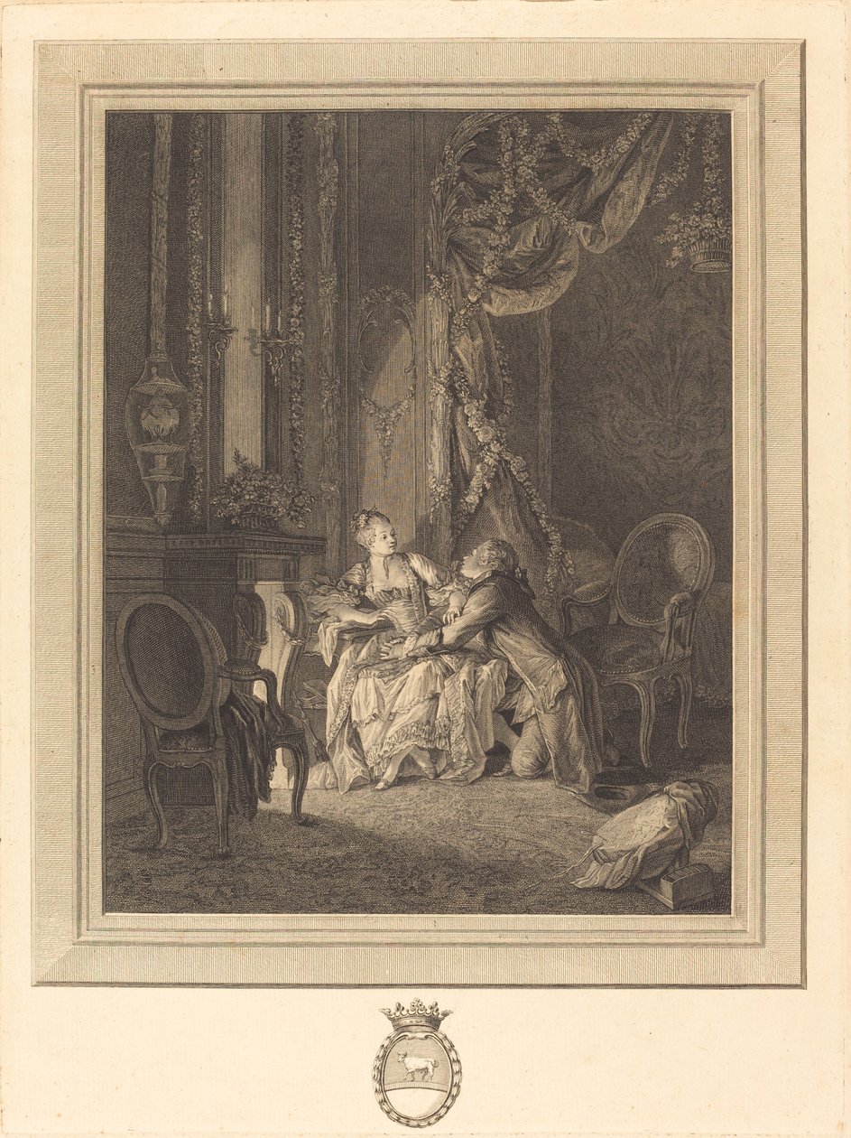 O perigo do tête-à-tête de Jean Baptiste Blaise Simonet after Pierre Antoine Baudouin