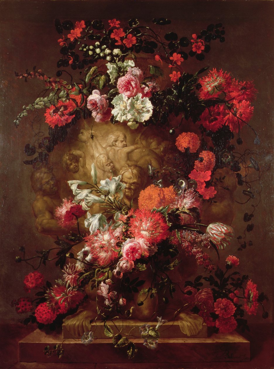 Flores em volta de uma urna enorme de Jean Baptiste Bosschaert