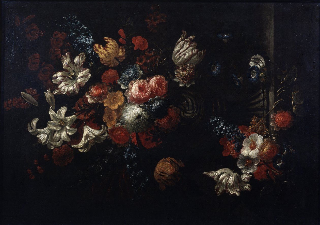 ""Natureza morta do buquê"" (Flores) Pintura de Jan Baptiste Bosschaert (1667-1746) Coleções particulares do século XVIII do Museu Pushkin, Moscou de Jean Baptiste Bosschaert