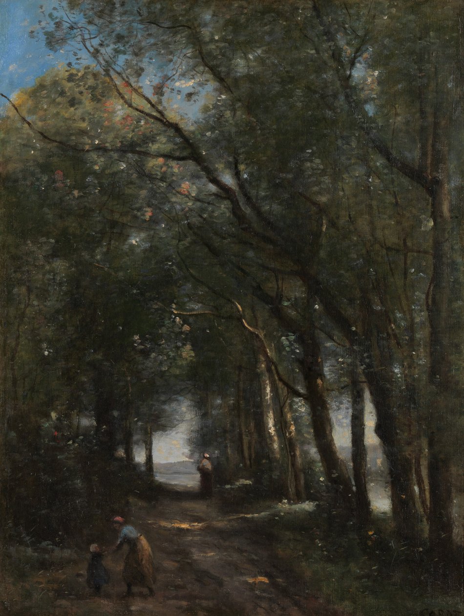 Uma pista entre as árvores, ca. 1870-73. de Jean Baptiste Camille Corot
