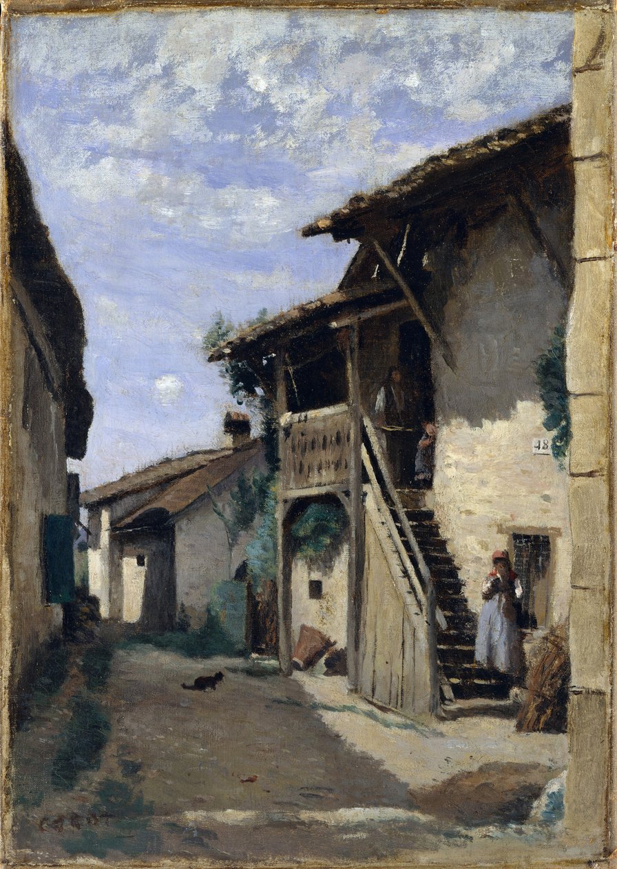 A Village Street: Dardagny, 1852, 1857 ou 1863. de Jean Baptiste Camille Corot
