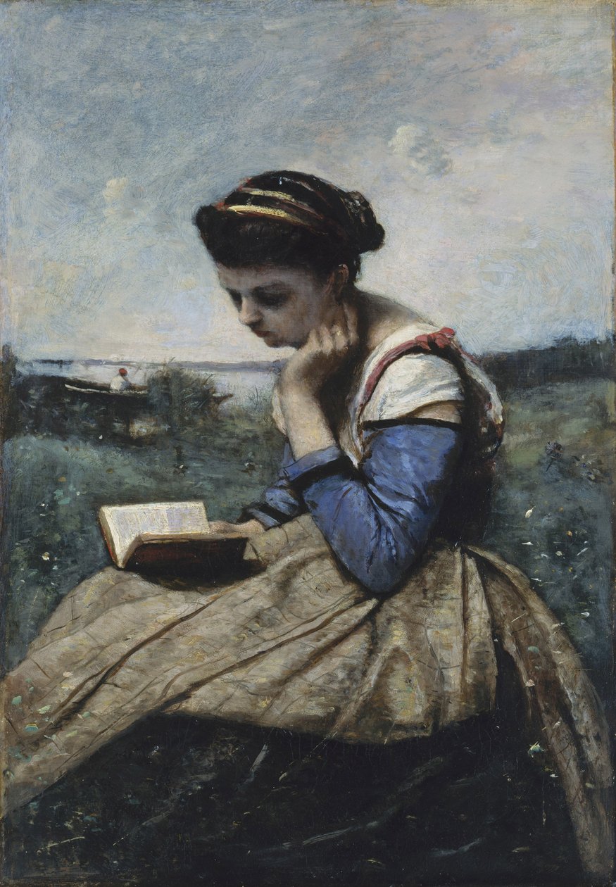 Uma Mulher Lendo de Jean Baptiste Camille Corot