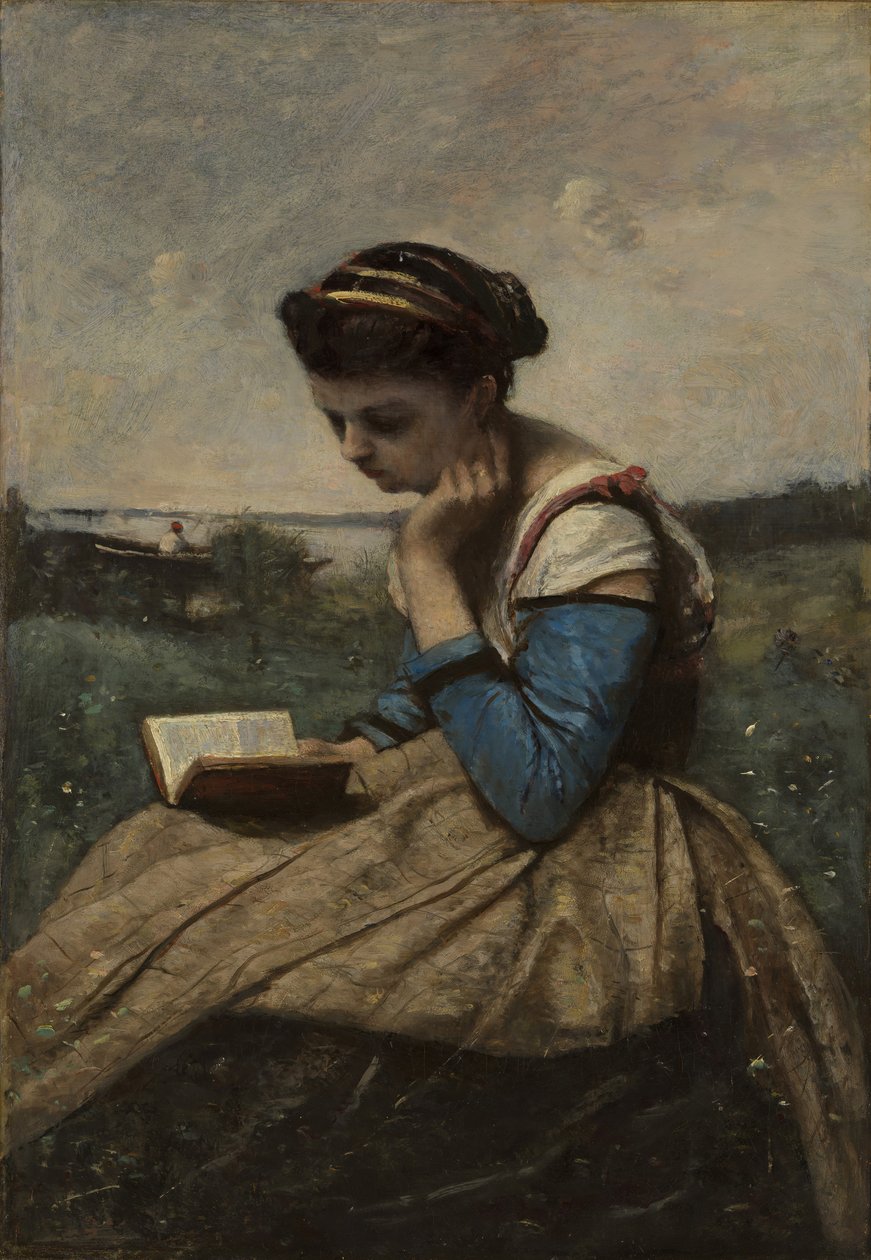 A Woman Reading, 1869 e 1870. de Jean Baptiste Camille Corot