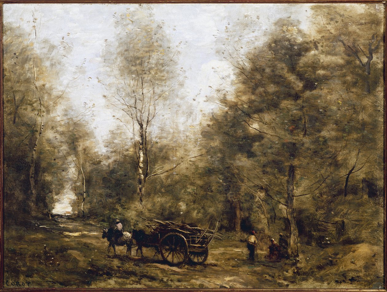 Um caminho na floresta de Wagnonville (óleo sobre tela de Jean Baptiste Camille Corot