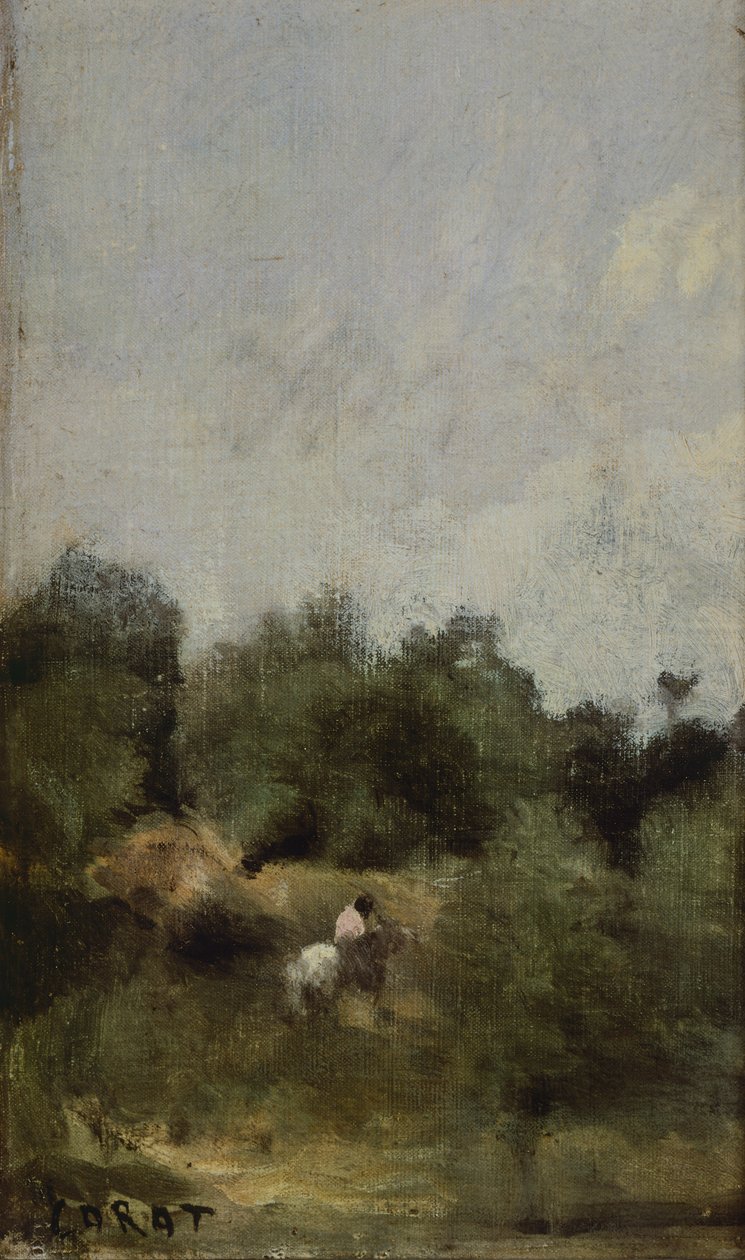 Um cavaleiro no campo, de Jean-Baptiste-Camille Corot (1796-1875). de Jean Baptiste Camille Corot