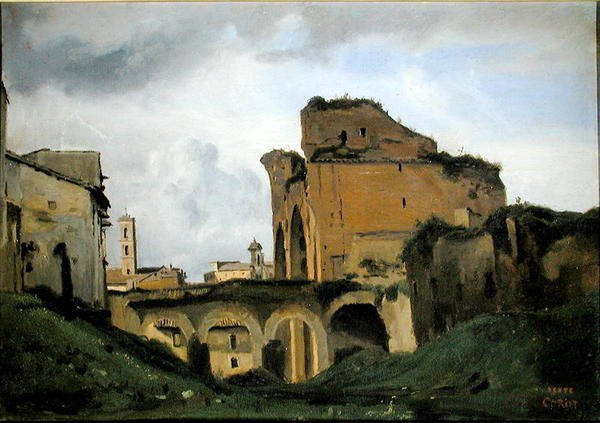 Basílica de Constantino, c.1826-27 (óleo sobre tela) de Jean Baptiste Camille Corot
