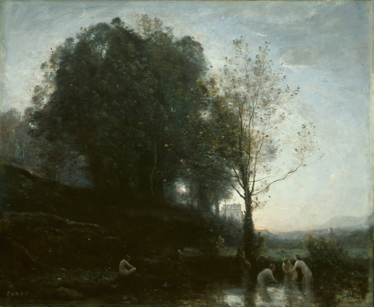 Bathing Nymphs and Child, 185560. de Jean Baptiste Camille Corot