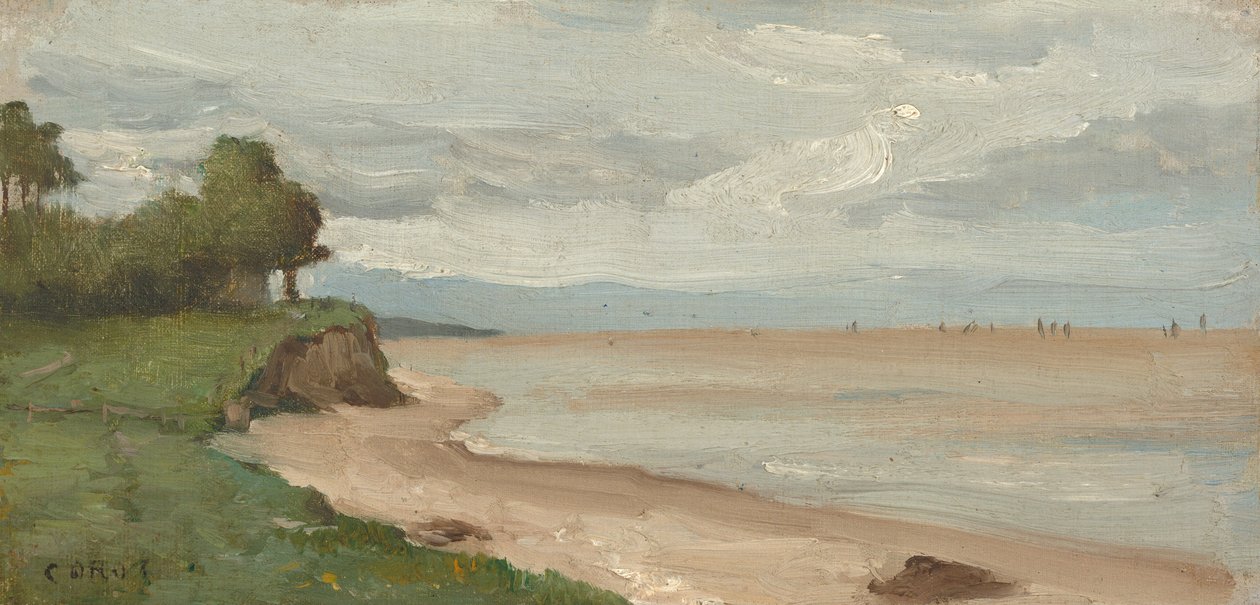 Praia perto de Etretat, c.1872 (óleo sobre tela) de Jean Baptiste Camille Corot
