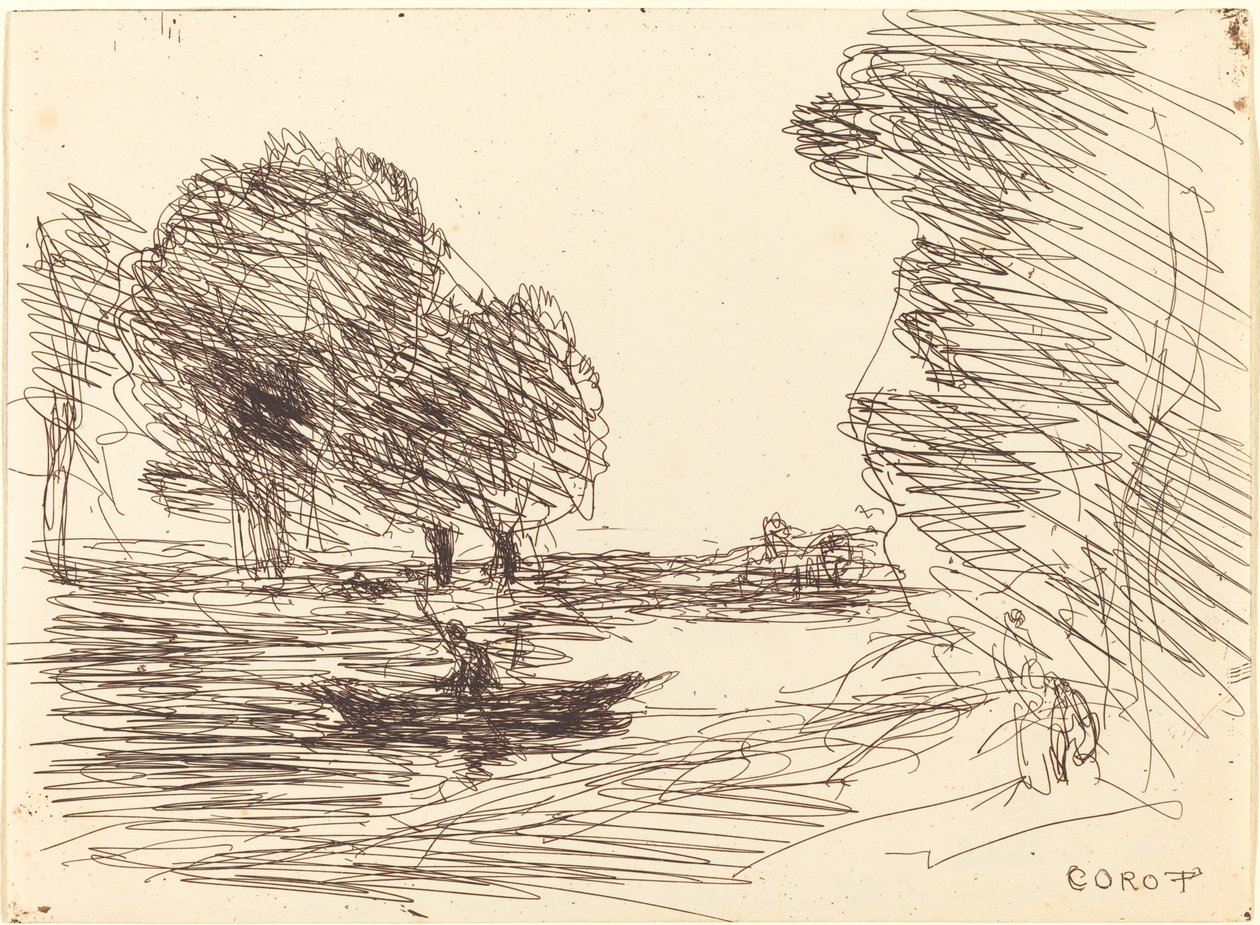 Barqueiro Le Batelier, 1874. de Jean Baptiste Camille Corot