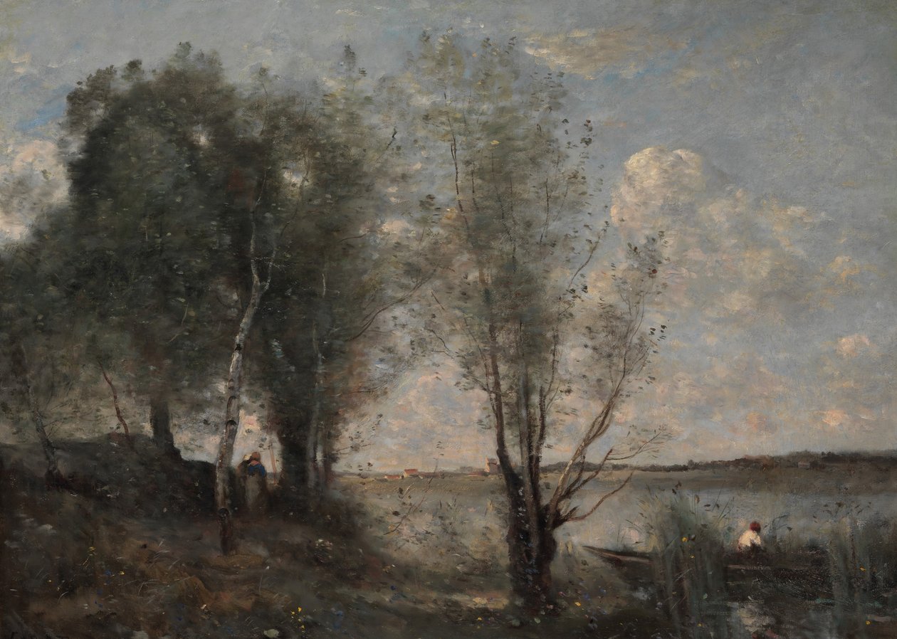 Barqueiro entre os juncos, ca. 1865 de Jean Baptiste Camille Corot
