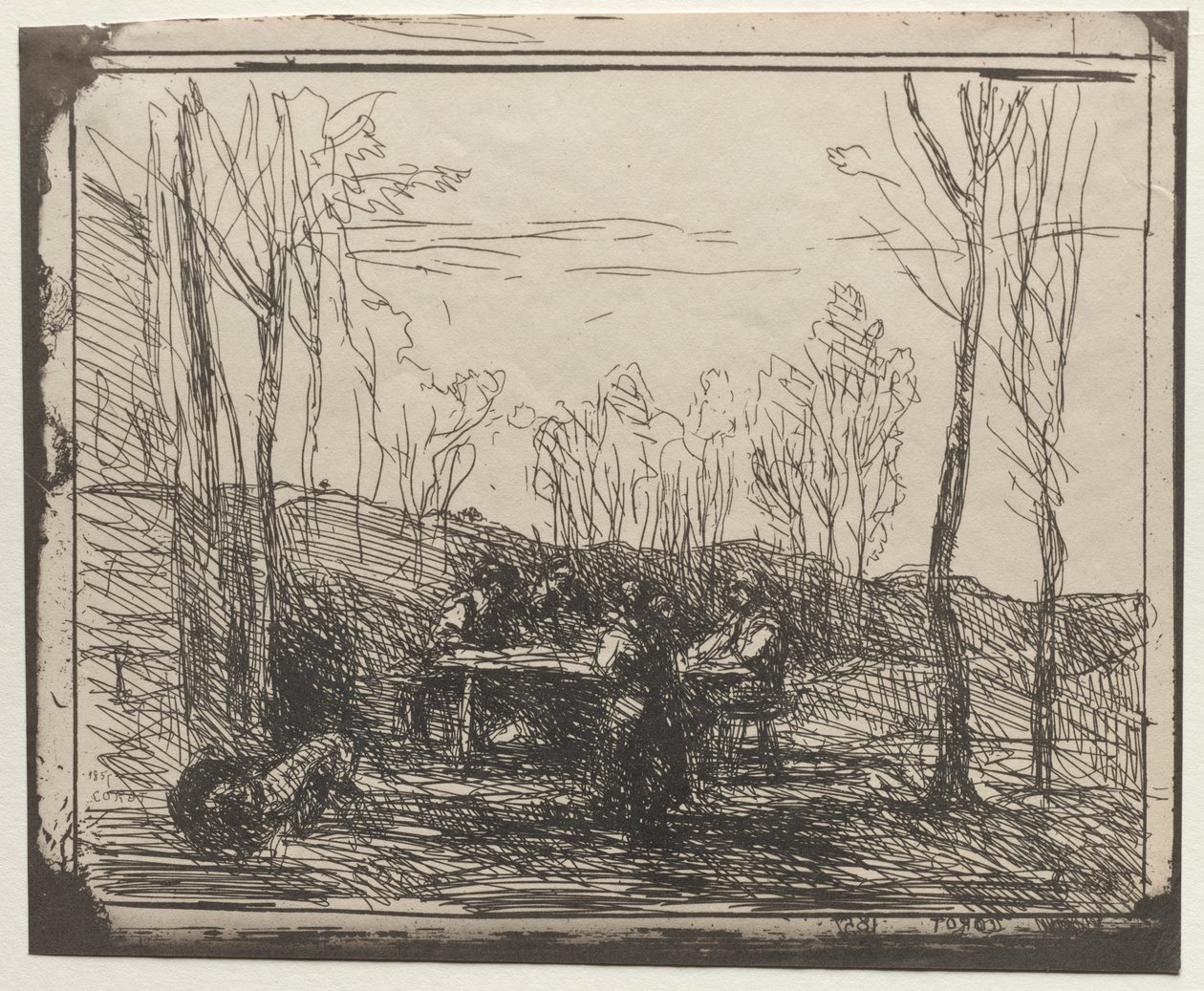 Café da manhã em uma Clareira de Jean Baptiste Camille Corot