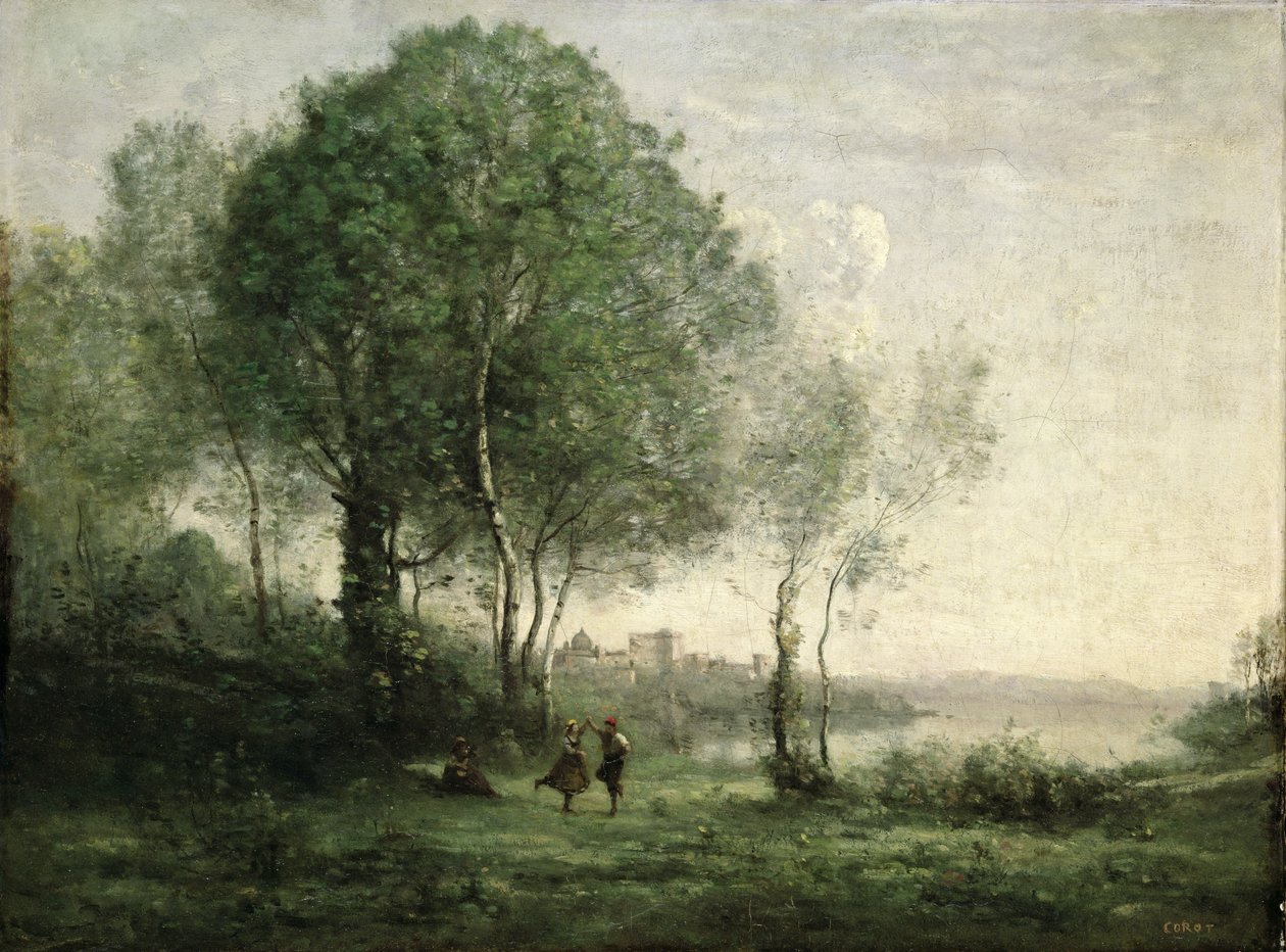 Castel Gandolfo, pastores tiroleses dançantes de Jean Baptiste Camille Corot